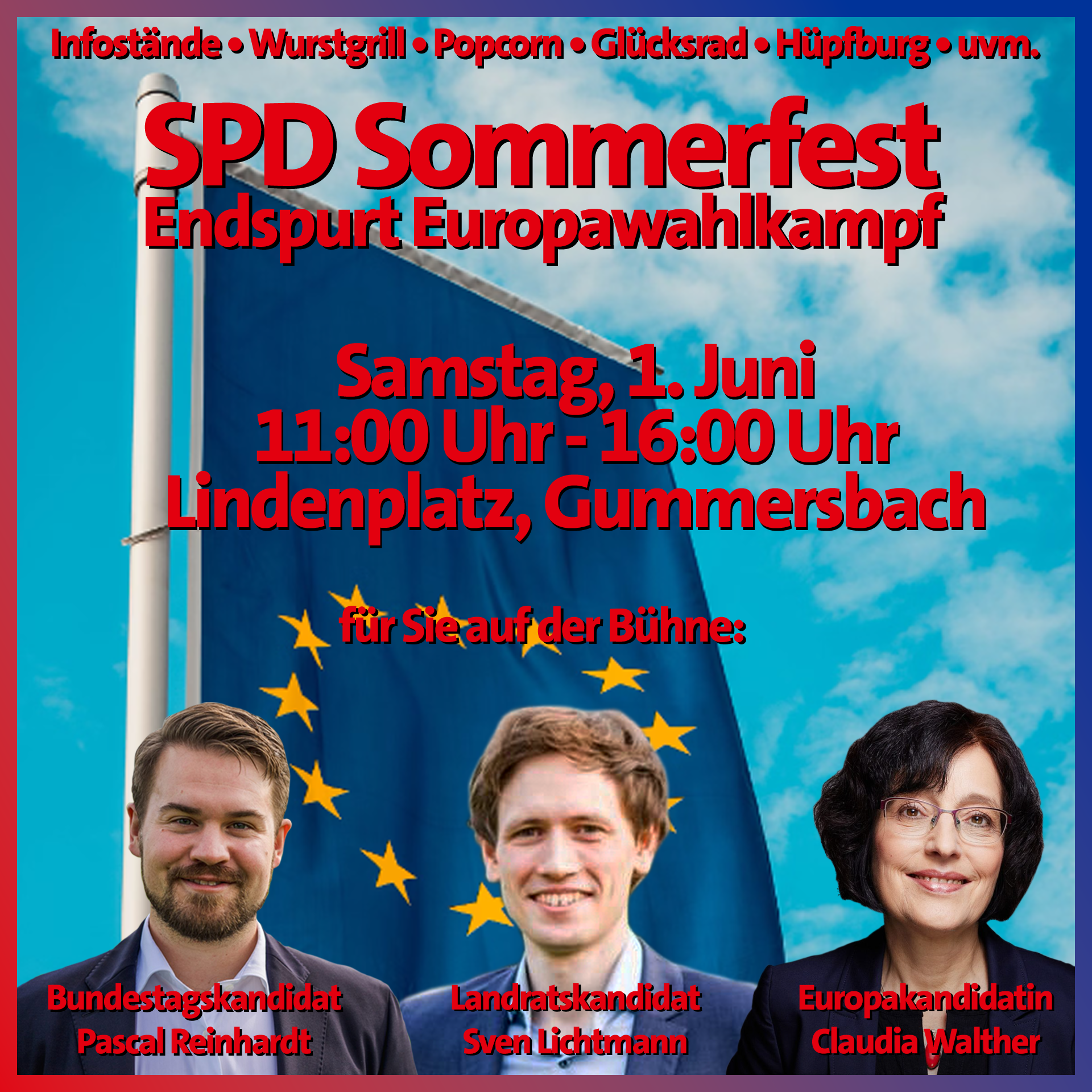 SPD Sommerfest: Wahlkampfendspurt Europa am 1. Juni auf dem Lindenplatz